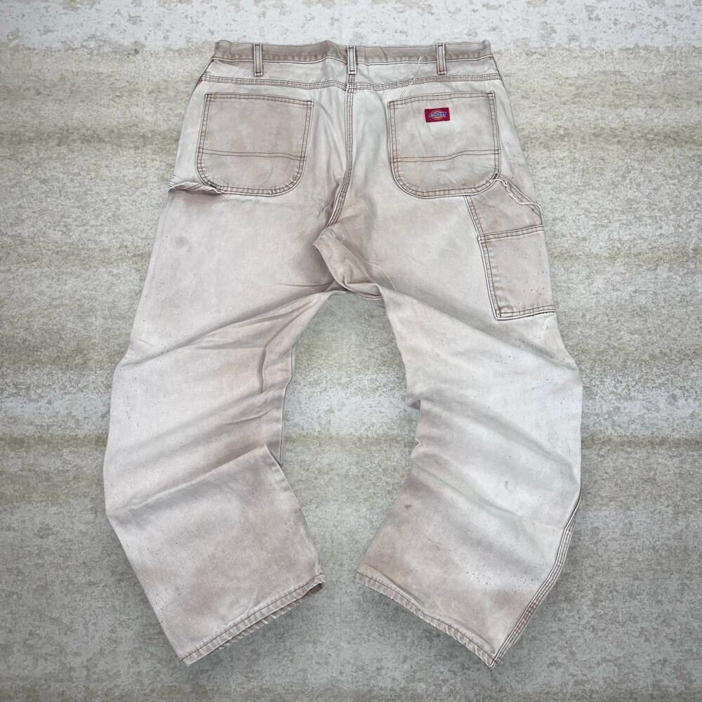 Vintage 90s Dickies Carpenter Pants 38x32 Baggy Tan Canvas Red Label Dungarees